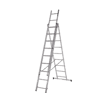 Aluminum three sector ladder 3x9 - three connected elements with 9 stairs per element.