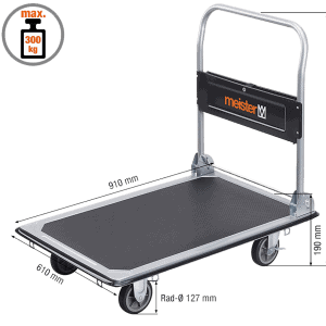 Platform cart K2-300 with dimensions.